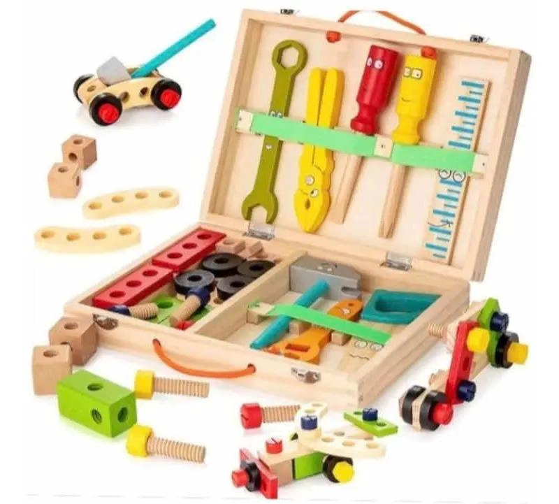 CAJA DE HERRAMIENTAS DE MADERA PARA NIÑOS CON DISEÑO MONTESSORI - 4