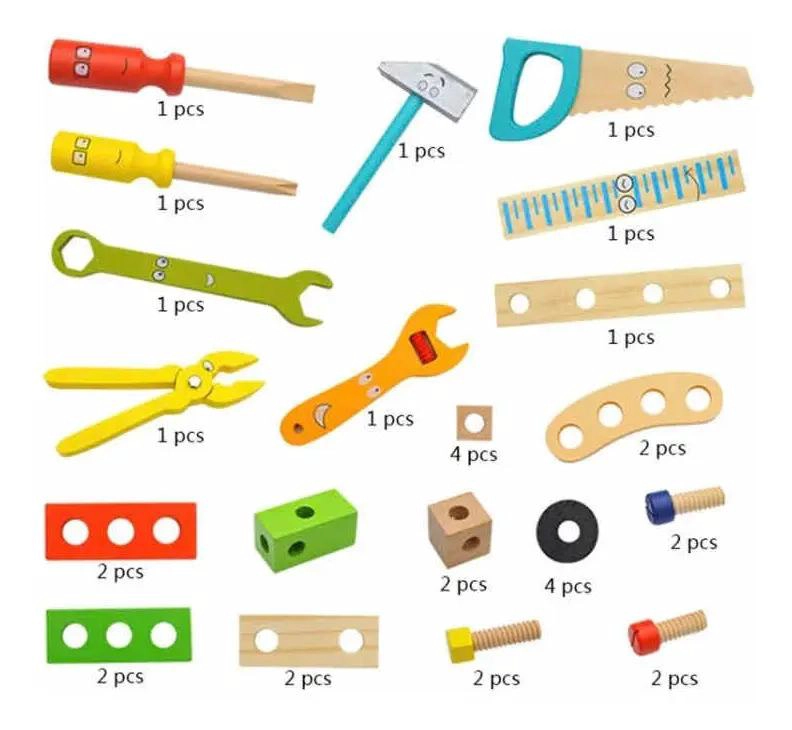 CAJA DE HERRAMIENTAS DE MADERA PARA NIÑOS CON DISEÑO MONTESSORI - 6