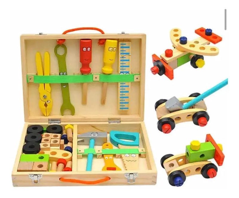 CAJA DE HERRAMIENTAS DE MADERA PARA NIÑOS CON DISEÑO MONTESSORI - 8