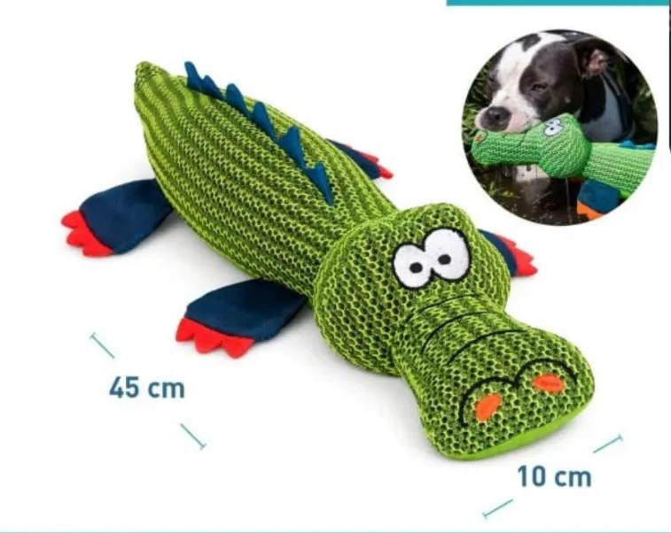 PELUCHE INTERACTIVO PARA PERROS DISEÑO COCODRILO 45 CM - 2