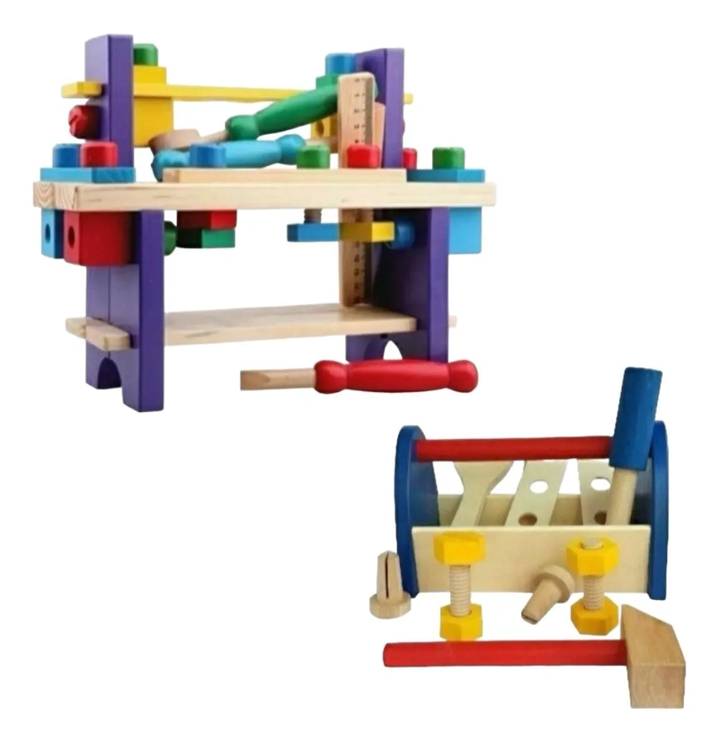 PACK DE 2 CAJAS DE HERRAMIENTAS DE MADERA PARA NIÑOS - 1