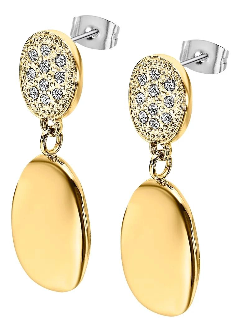 AROS DORADOS DE ACERO INOXIDABLE PARA MUJER ESTILO URBANO - 1