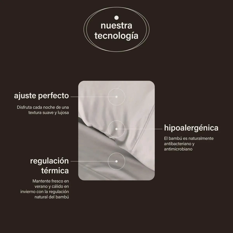 SET DE 2 FUNDAS PARA ALMOHADA 50X70 CM DE BAMBU ORGANICO GRIS - 4