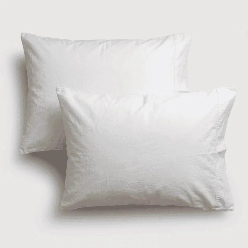 SET DE 2 FUNDAS DE ALMOHADA 50X70 CM ALGODON LAVADO BLANCO - 1