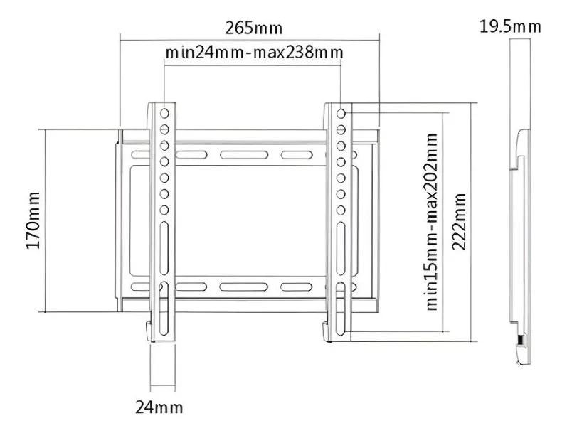 SOPORTE DE PARED FIJO PARA TELEVISORES DE 14 A 42 PULGADAS - 4