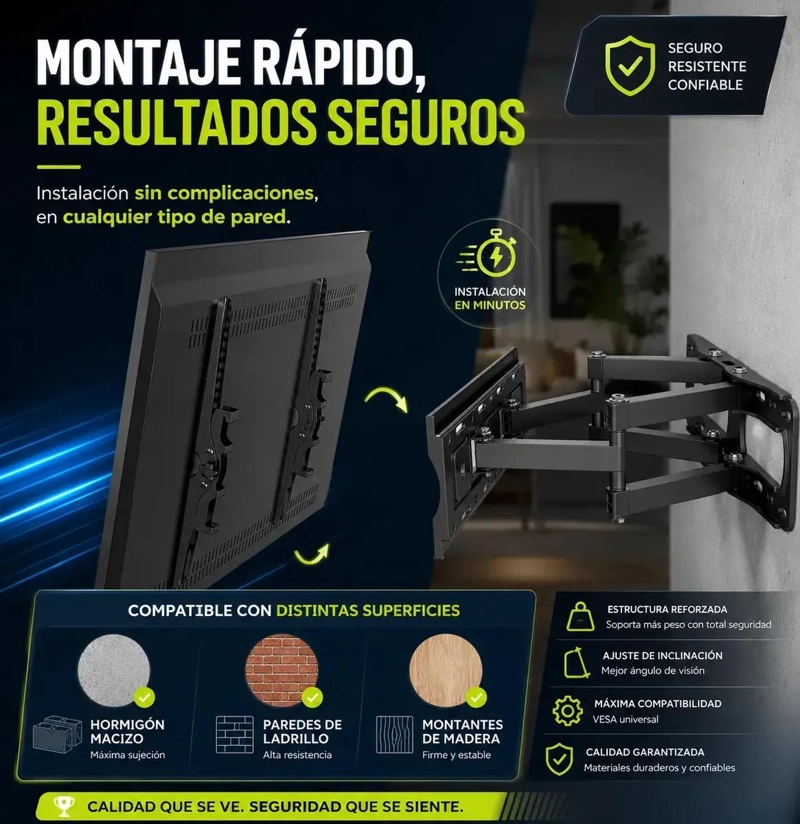 SOPORTE ARTICULADO PARA TV DE 30 A 70 PULGADAS CON DOBLE BRAZO - 3