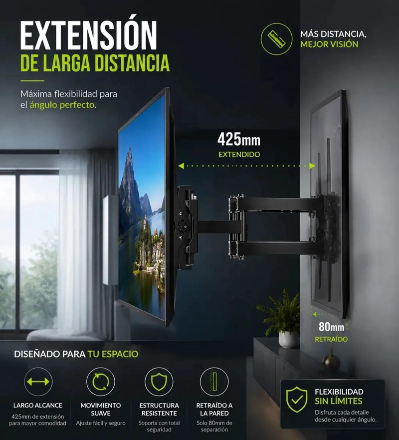 SOPORTE ARTICULADO PARA TV DE 30 A 70 PULGADAS CON DOBLE BRAZO - 4