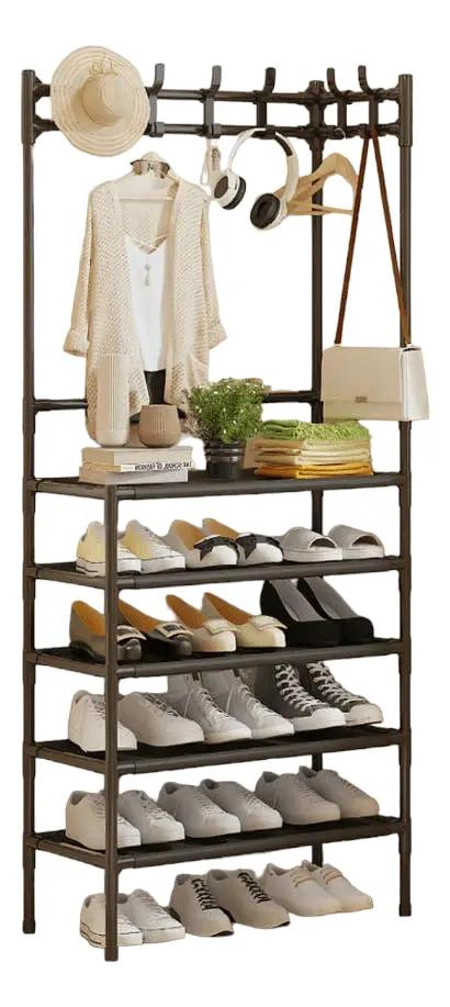 ORGANIZADOR DE METAL CON PERCHERO Y ZAPATERO PARA 18 PARES - 1