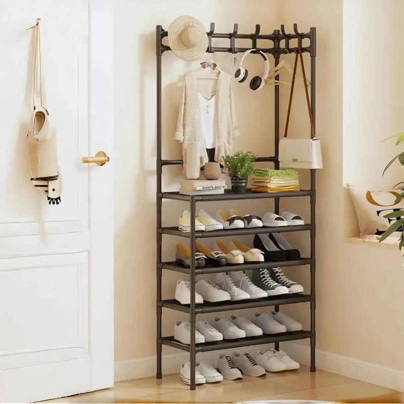 ORGANIZADOR DE METAL CON PERCHERO Y ZAPATERO PARA 18 PARES - 2