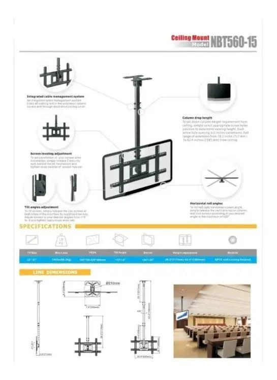 SOPORTE DE TECHO AJUSTABLE E INCLINABLE PARA TELEVISORES DE 32 A 70 PULGADAS - 2