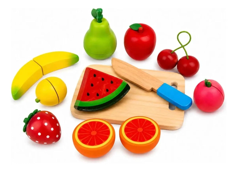 JUEGO DIDACTICO DE FRUTAS DE MADERA PARA CORTAR 18 PIEZAS - 1