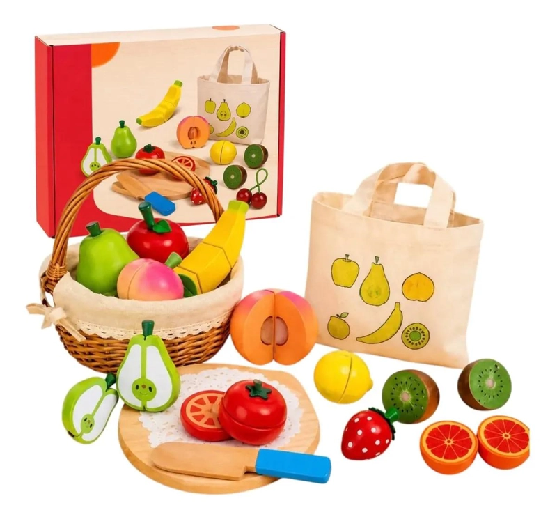 JUEGO DIDACTICO DE FRUTAS DE MADERA PARA CORTAR 18 PIEZAS - 10