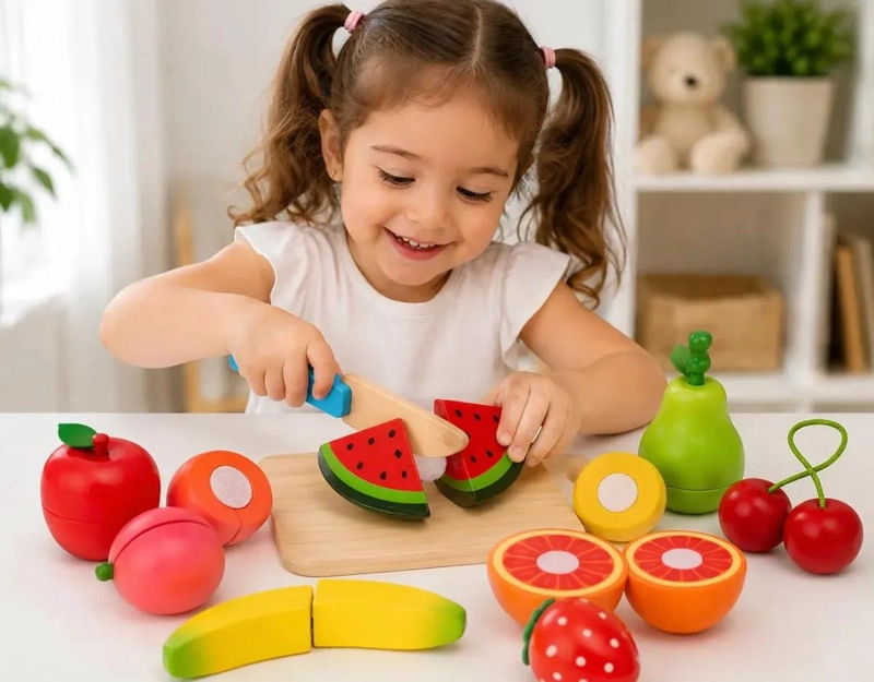 JUEGO DIDACTICO DE FRUTAS DE MADERA PARA CORTAR 18 PIEZAS - 2