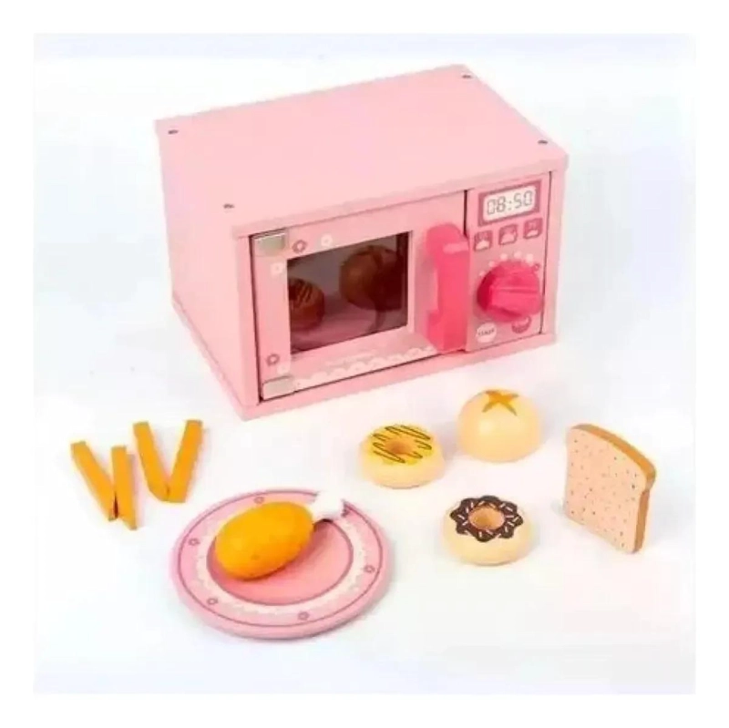 MICROONDAS DE MADERA JUGUETE PARA NIÑOS CON ACCESORIOS - 4