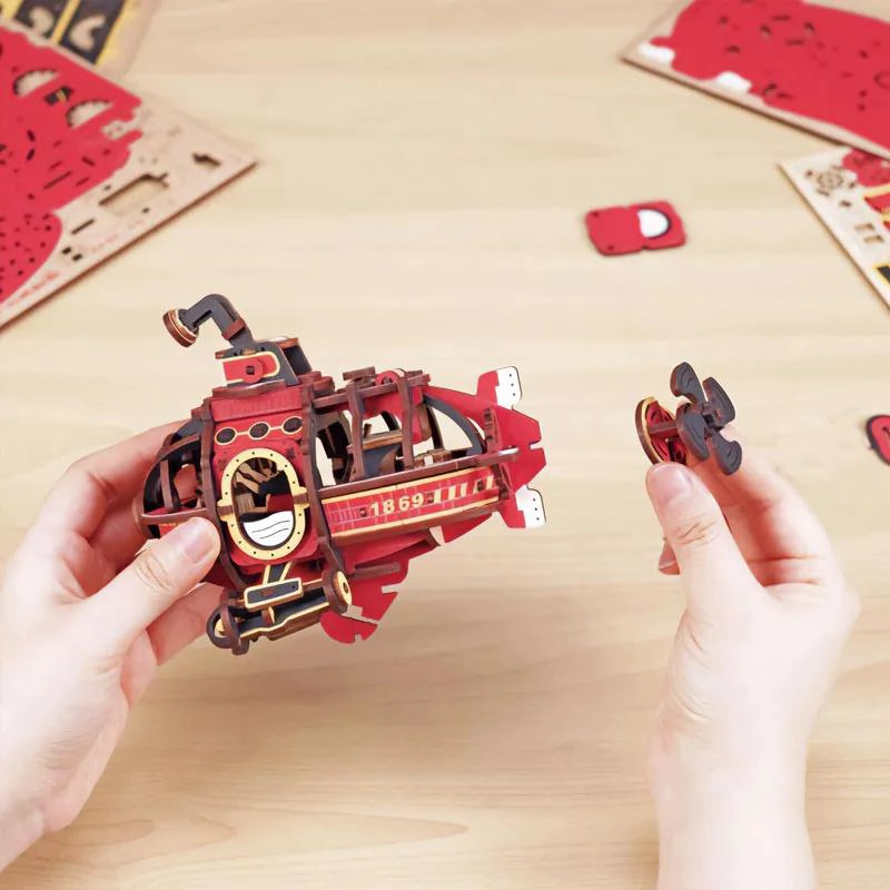PUZZLE 3D SUBMARINO STEAMPUNK DE MADERA CON 219 PIEZAS - 2