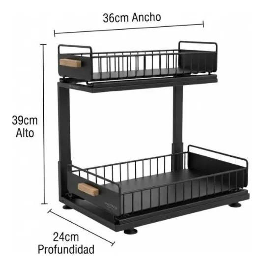ORGANIZADOR DE 2 NIVELES CON CAJONES DESLIZANTES PARA COCINA Y BAÑO - 2
