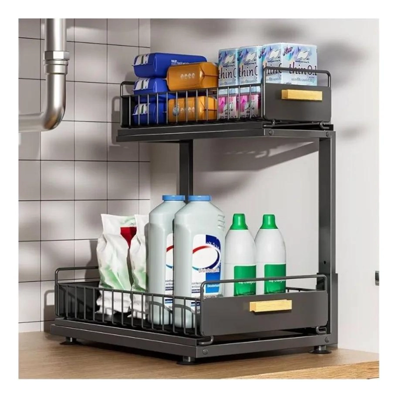 ORGANIZADOR DE 2 NIVELES CON CAJONES DESLIZANTES PARA COCINA Y BAÑO - 6