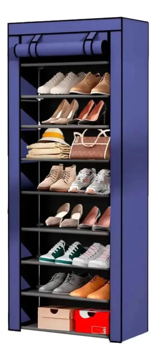 ZAPATERO PORTATIL VERTICAL DE 10 NIVELES CON FUNDA PROTECTORA - 1