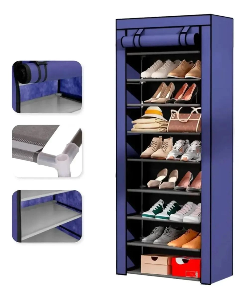 ZAPATERO PORTATIL VERTICAL DE 10 NIVELES CON FUNDA PROTECTORA - 2