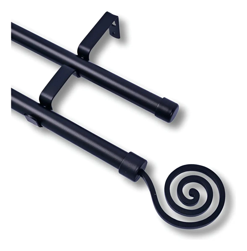 BARRA DE CORTINA METALICA EXTENSIBLE AJUSTABLE DE 160 A 300 CM COLOR NEGRO - 1
