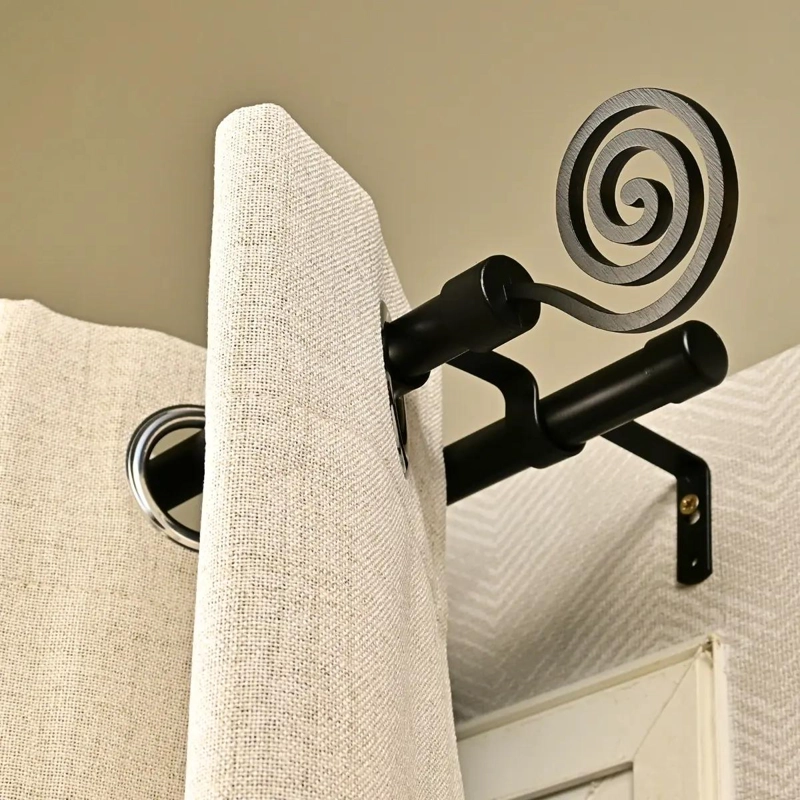 BARRA DE CORTINA METALICA EXTENSIBLE AJUSTABLE DE 160 A 300 CM COLOR NEGRO - 3