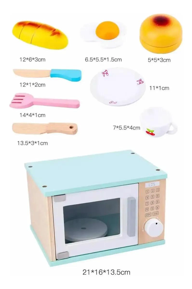 JUEGO DIDACTICO DE MADERA HORNO MICROONDAS PARA NIÑOS - 2
