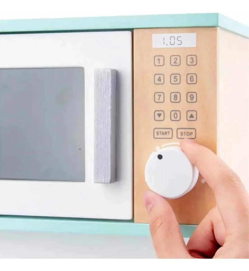 JUEGO DIDACTICO DE MADERA HORNO MICROONDAS PARA NIÑOS - 5