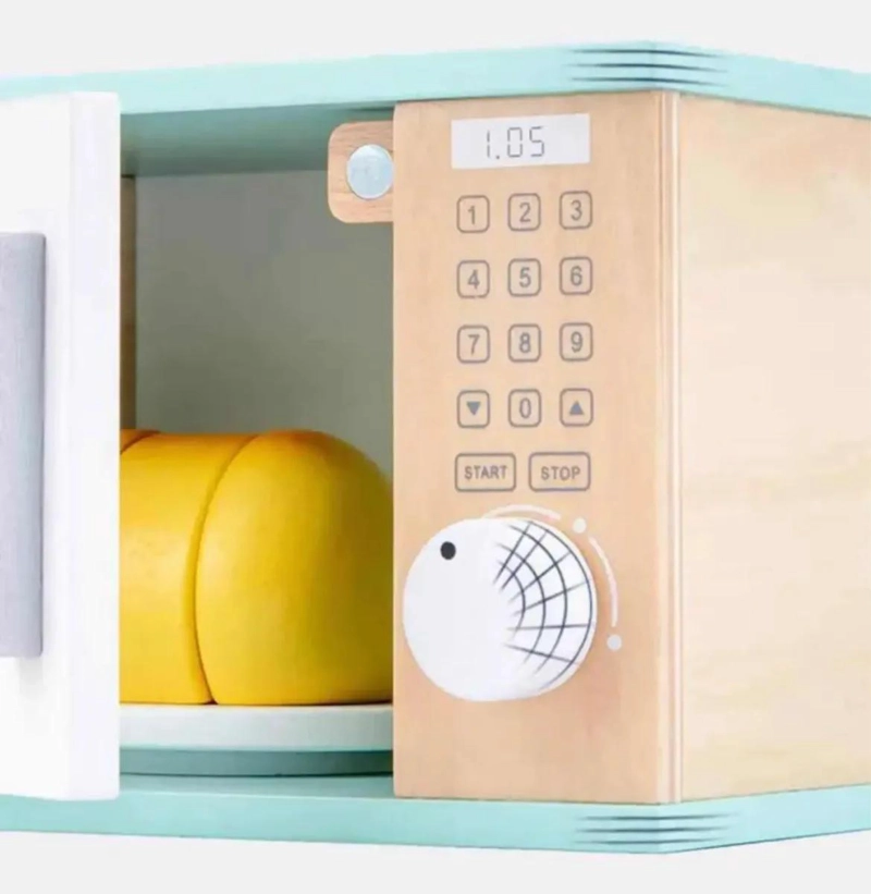 JUEGO DIDACTICO DE MADERA HORNO MICROONDAS PARA NIÑOS - 6