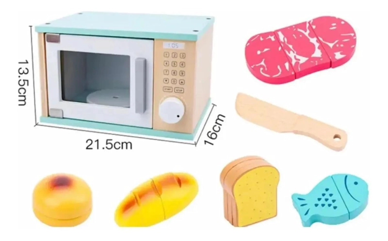 JUEGO DIDACTICO DE MADERA HORNO MICROONDAS PARA NIÑOS - 7