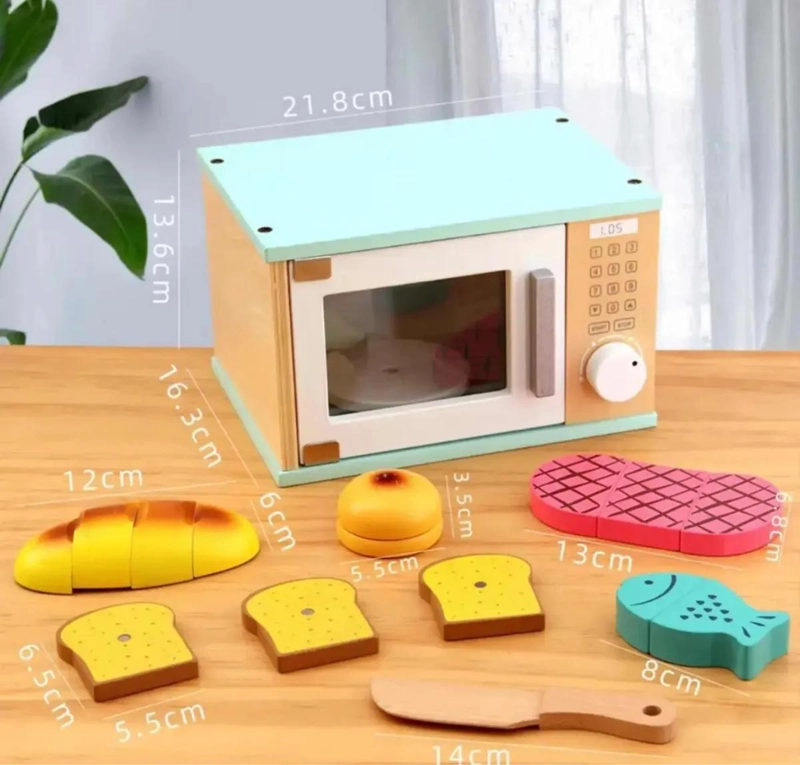 JUEGO DIDACTICO DE MADERA HORNO MICROONDAS PARA NIÑOS - 8