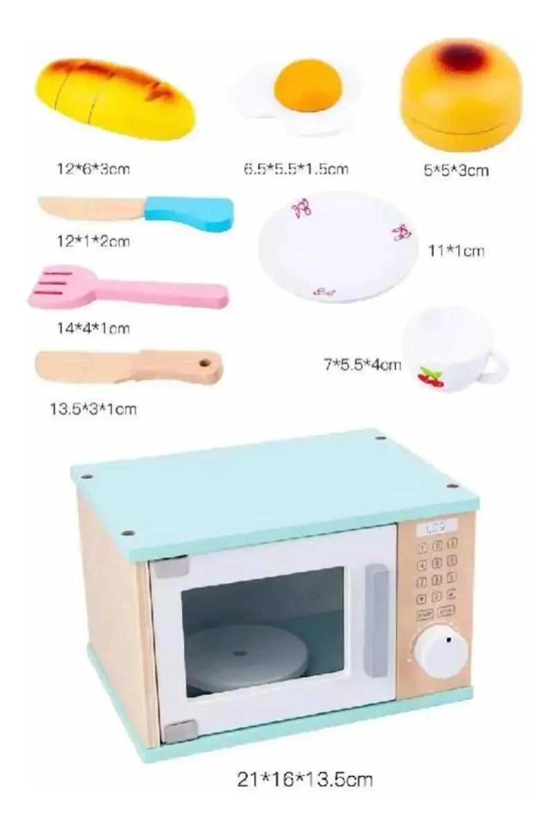 JUEGO DIDACTICO DE MADERA HORNO MICROONDAS PARA NIÑOS - 9