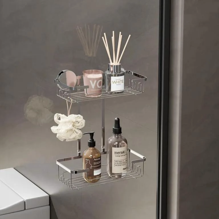 ORGANIZADOR DE DUCHA CROMADO 2 NIVELES PARA BAÑO - 2