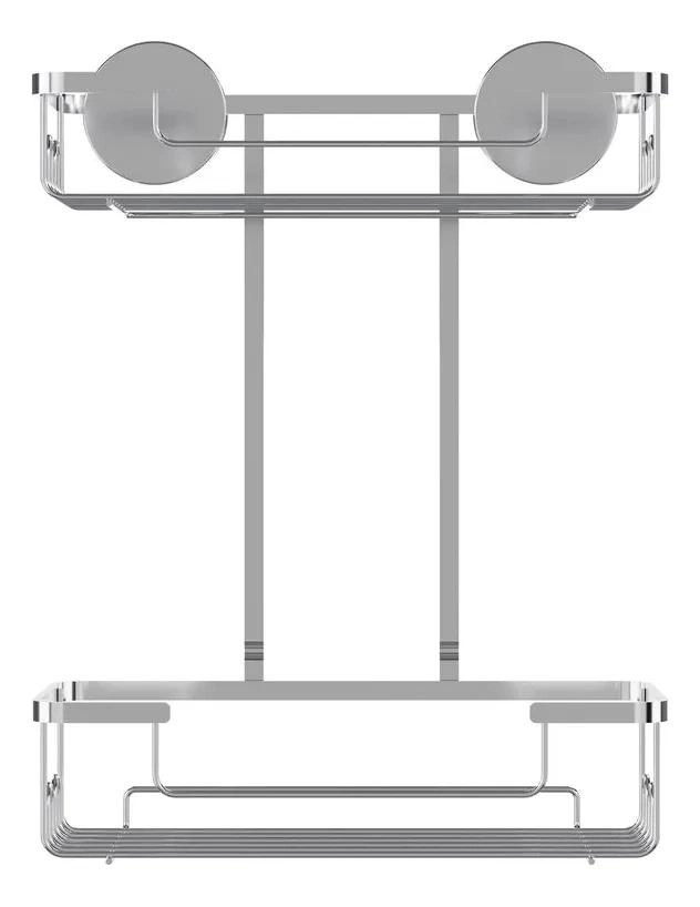 ORGANIZADOR DE DUCHA CROMADO 2 NIVELES PARA BAÑO - 3