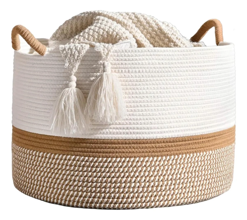 CANASTA ORGANIZADOR MULTIUSOS DE ALGODON PARA ROPA Y JUGUETES - 1