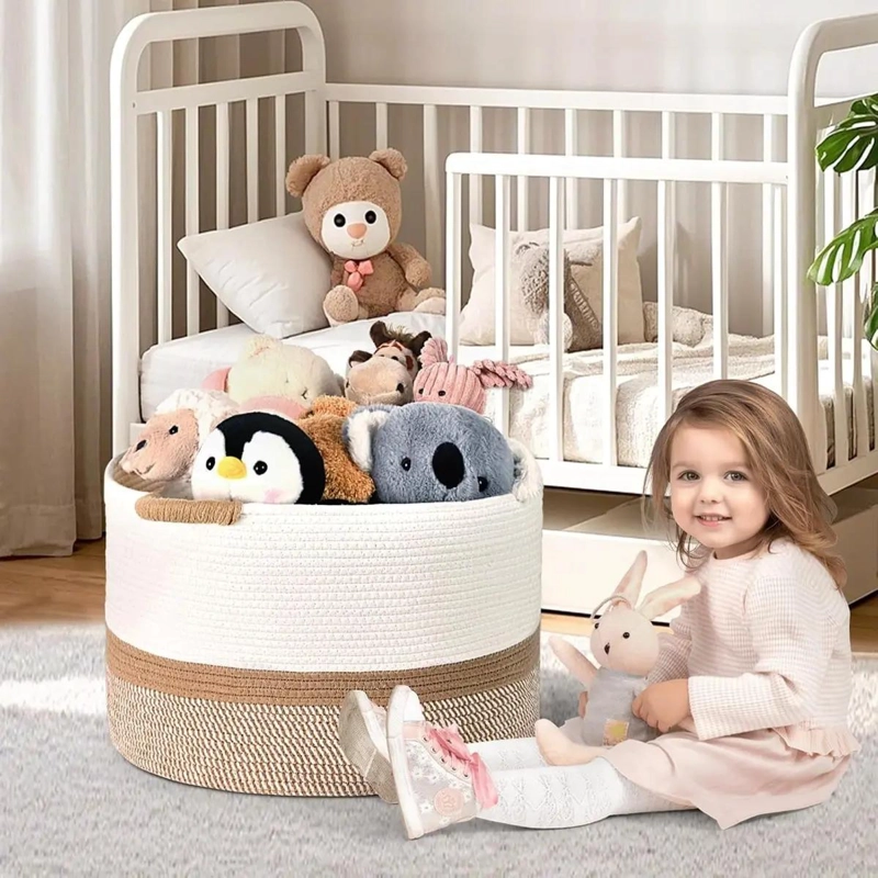 CANASTA ORGANIZADOR MULTIUSOS DE ALGODON PARA ROPA Y JUGUETES - 4