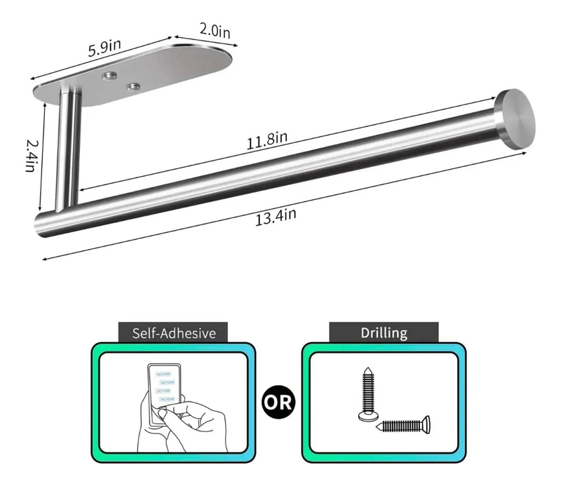 PORTAROLLOS AUTOADHESIVO DE ACERO INOXIDABLE PARA TOALLAS DE PAPEL - 4