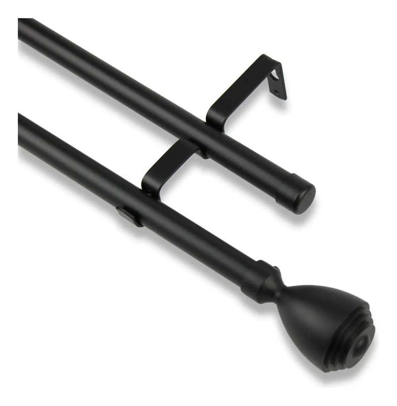 BARRA METALICA EXTENSIBLE PARA CORTINAS AJUSTABLE DE 160 A 300 CM COLOR NEGRO - 1