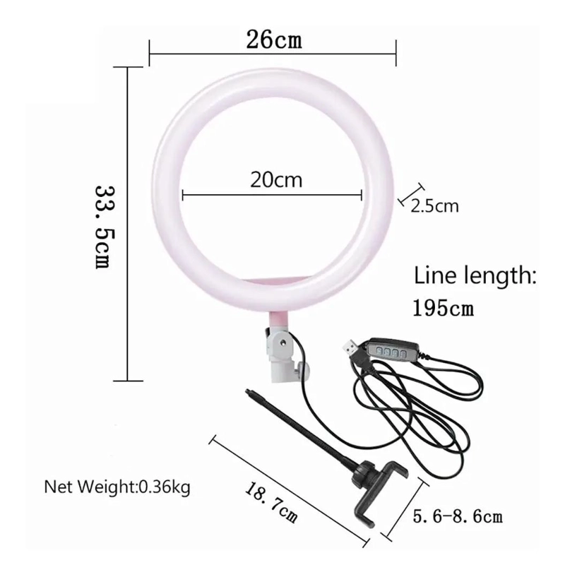 ANILLO DE LUZ LED REGULABLE CON TRIPODE AJUSTABLE DE 26 CM - 5