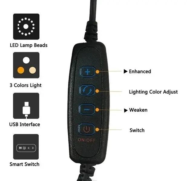 ANILLO DE LUZ LED REGULABLE CON TRIPODE AJUSTABLE DE 26 CM - 7