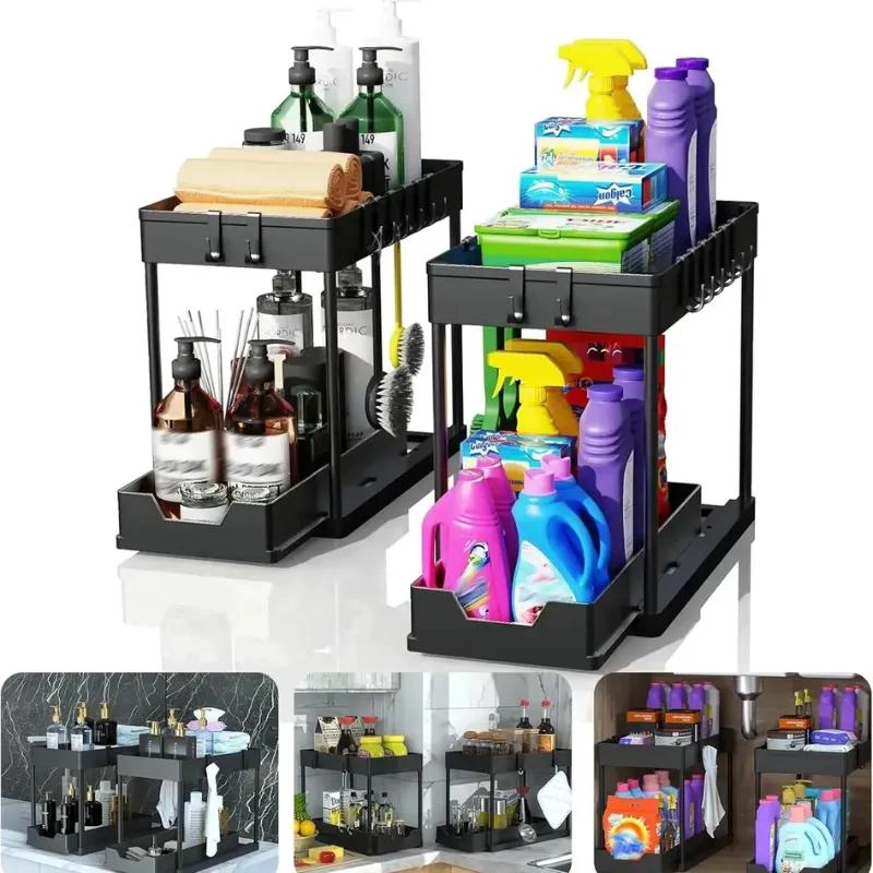 ORGANIZADOR MULTIFUNCIONAL DE BAÑO Y COCINA CON 2 NIVELES - 1