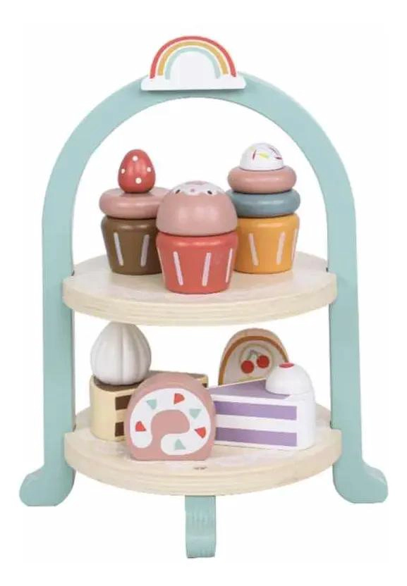 JUEGO DE POSTRES Y CUPCAKES DE MADERA PARA NIÑOS - 1