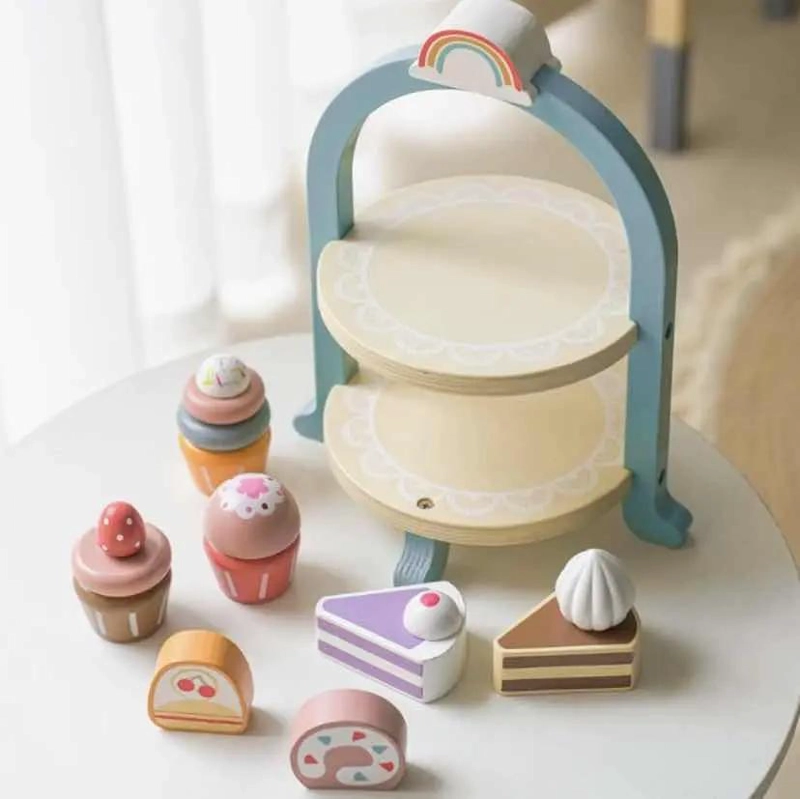 JUEGO DE POSTRES Y CUPCAKES DE MADERA PARA NIÑOS - 4