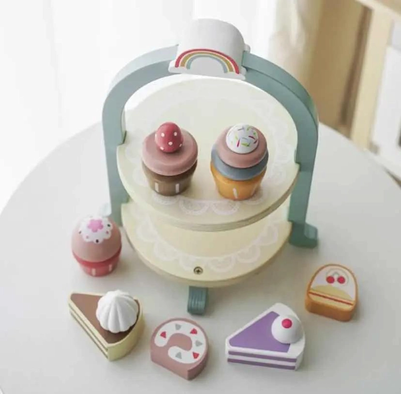 JUEGO DE POSTRES Y CUPCAKES DE MADERA PARA NIÑOS - 5