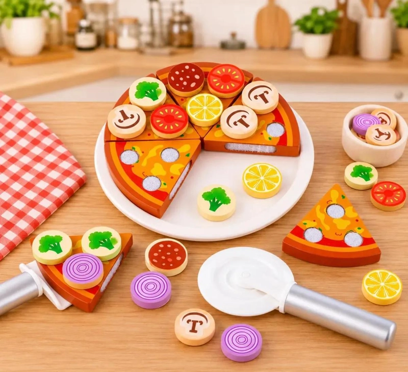 JUEGO EDUCATIVO DE COCINA PIZZA DE MADERA 27 PIEZAS - 3