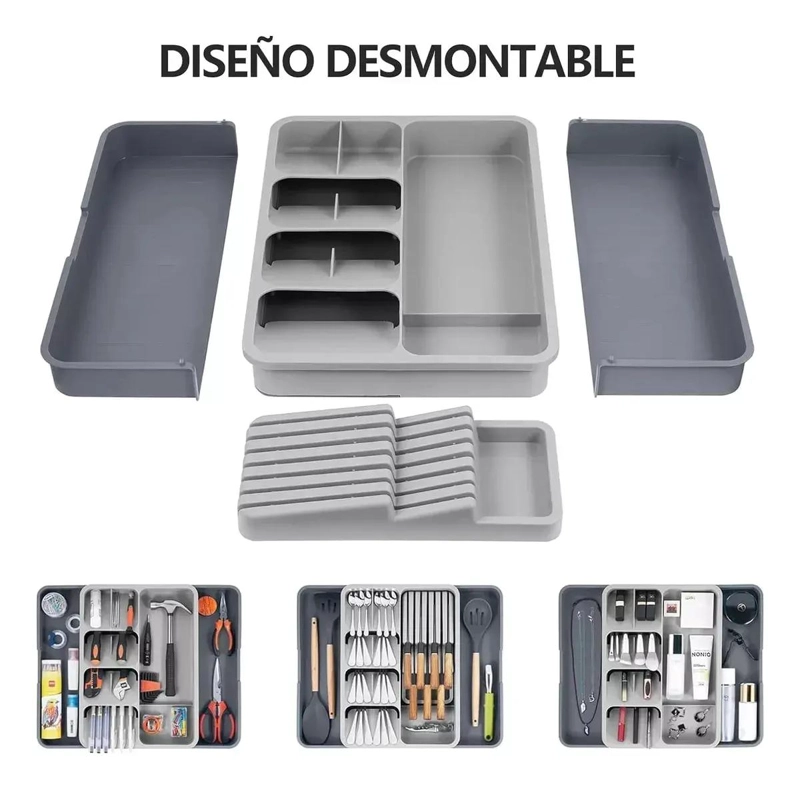 ORGANIZADOR DE CUBIERTOS CON COMPARTIMENTOS AJUSTABLES PARA COCINA - 2