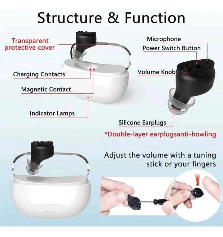 AUDIFONO INVISIBLE RECARGABLE PARA MEJORAR LA AUDICION - 5