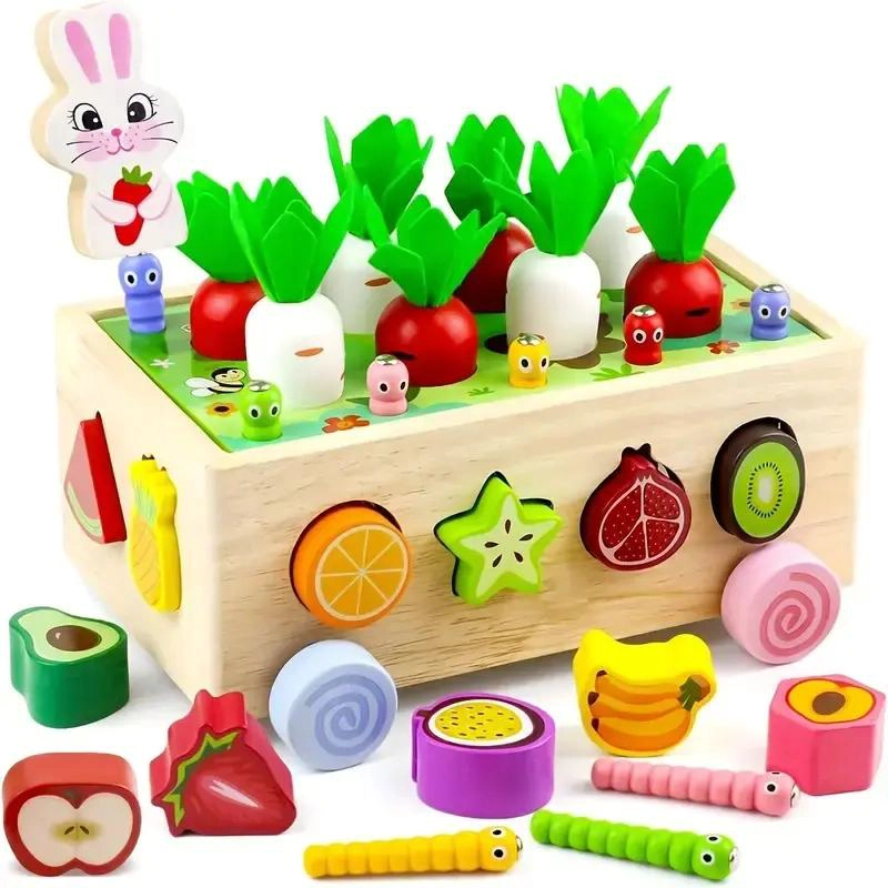 JUGUETE DIDACTICO DE MADERA PARA BEBE S CON TEMATICA DE GRANJA - 1