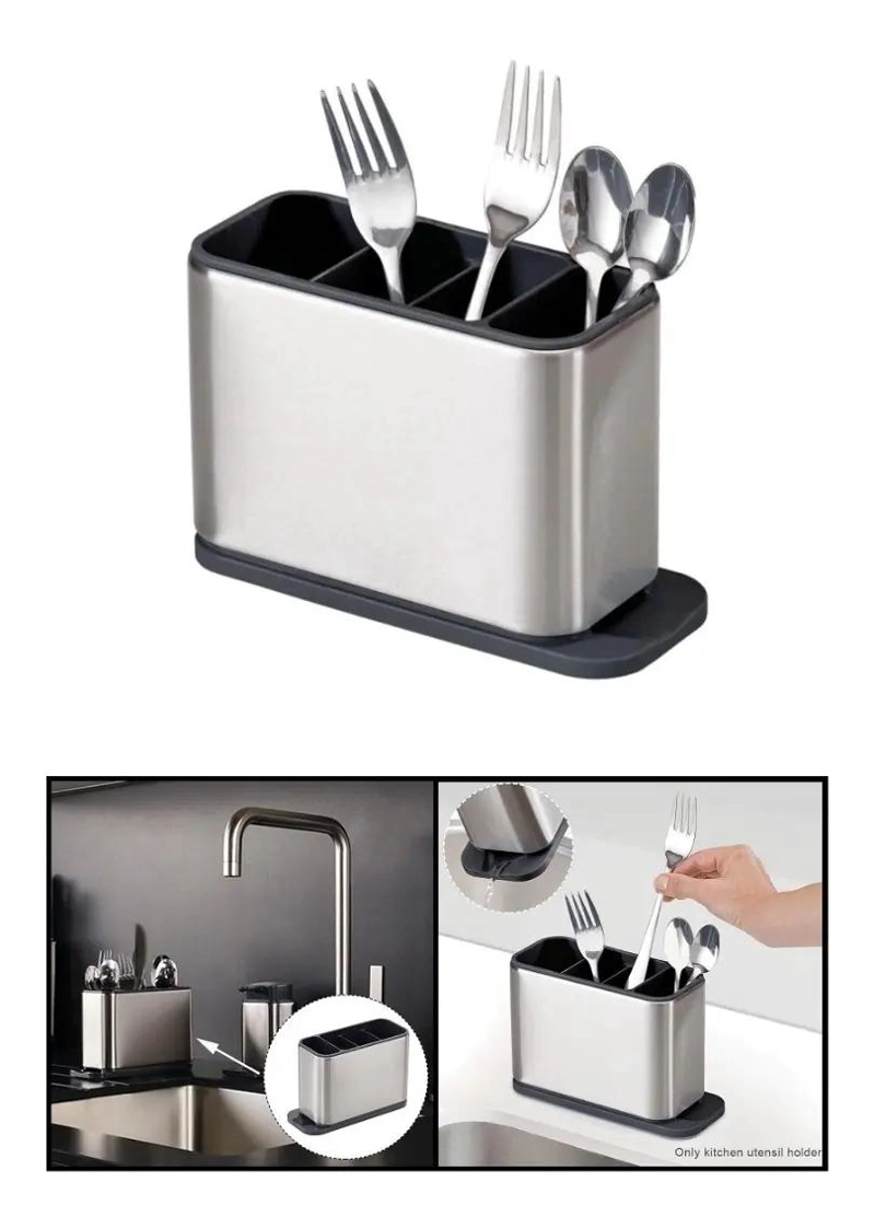 ORGANIZADOR DE CUBIERTOS DE ACERO INOXIDABLE CON DRENAJE - 2
