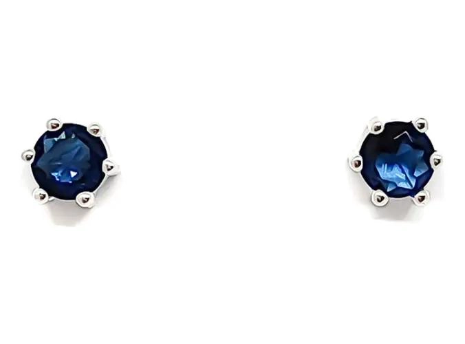 AROS DE PLATA FINA 925 CON CIRCON AZUL DE 6MM - 2