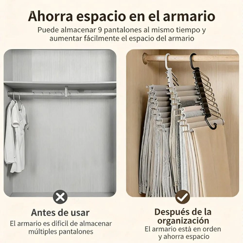 COLGADOR PLEGABLE 9 EN 1 PARA PANTALONES SET DE 2 PCS - 9